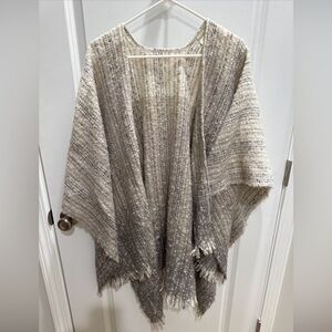 Simply Noelle Women's Knit Wrap - Cream and Gray